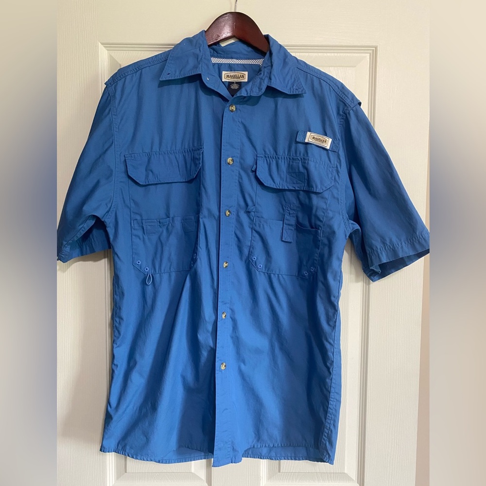 Magellan Outdoors Men's Casual Blue Button Down Shirt